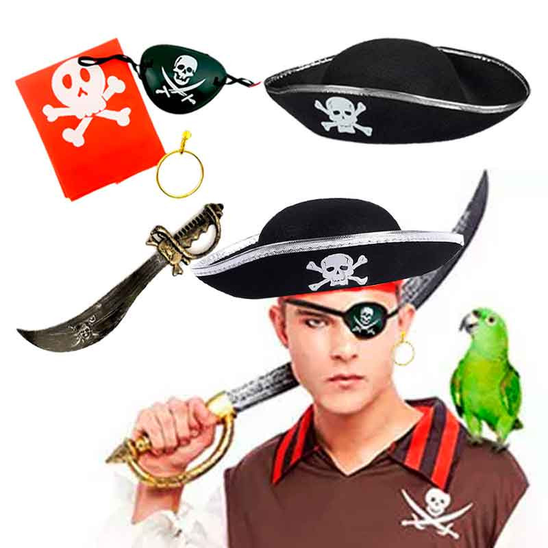 Juego de 5 accesorios disfraz pirata ADULTOS Juego de 5 accesorios disfraz pirata ADULTOS