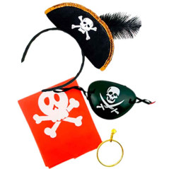 Juego de 4 accesorios para disfraz pirata