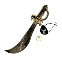 Juego de 3 accesorios pirata (espada,parche ,arete)