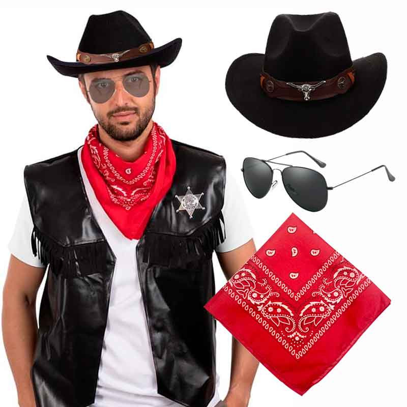 Sombrero Vaquero más Bandana mas lentes