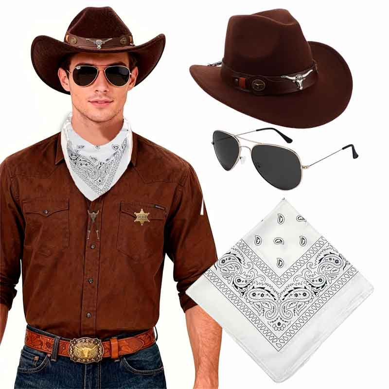 Sombrero Vaquero más Bandana mas lentes