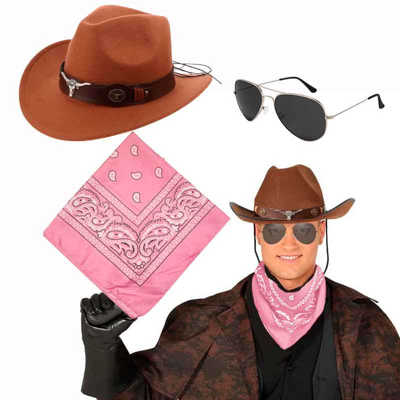 Sombrero Vaquero más Bandana mas lentes