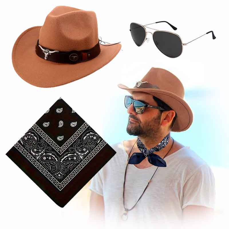 Sombrero Vaquero más Bandana mas lentes
