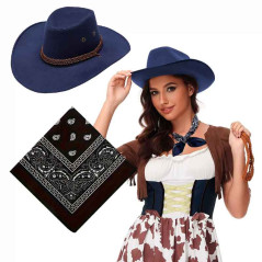 Sombrero Vaquera con detalle Sogas mas Bandana