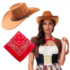 Sombrero Vaquera con detalle Sogas más Bandana