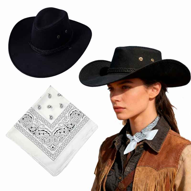 Sombrero Vaquera con detalle Sogas más Bandana
