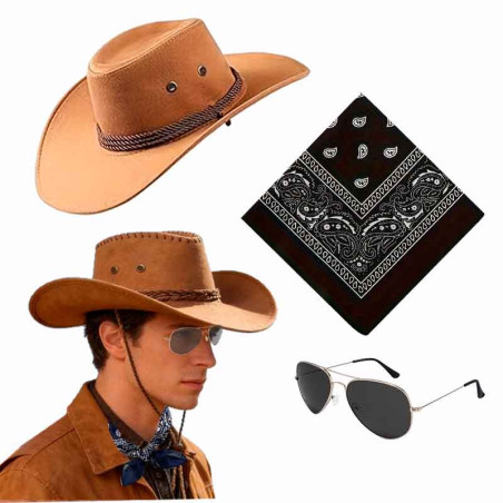 Sombrero Vaquero SOGAS +Bandana+Lentes