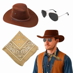 Sombrero Vaquero SOGAS +Bandana+Lentes