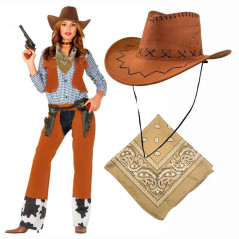 Sombrero Vaquero con detalle PITAS mas bandana