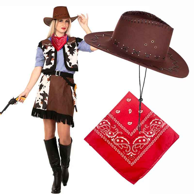 Sombrero Vaquero con detalle PITAS mas bandana