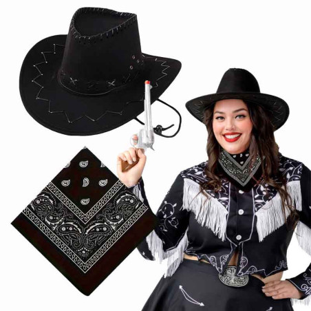 Sombrero Vaquero con detalle PITAS mas bandana