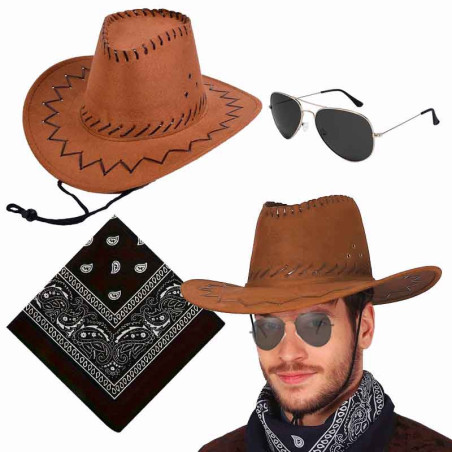 Sombrero Vaquero PITAS +Bandana+Lentes