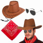 Sombrero Vaquero con detalle PITAS con bandana mas Lentes