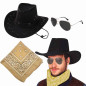 Sombrero Vaquero con detalle PITAS con bandana mas Lentes