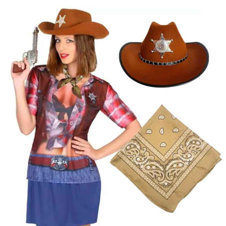 Sombrero Vaquera Sheriff +Bandana
