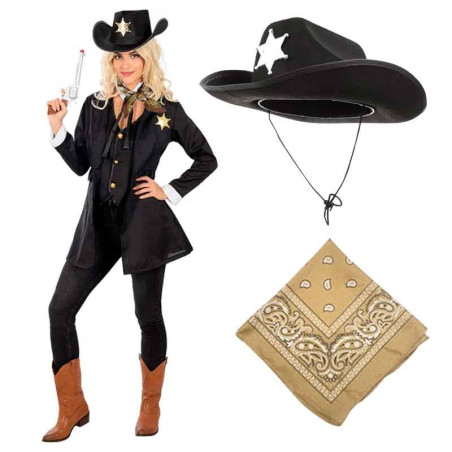 Sombrero Vaquera Sheriff +Bandana