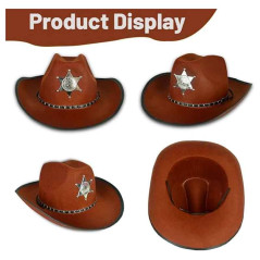 Sombrero Vaquera con detalle estrella Sheriff con Bandana mas Lentes