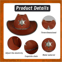 Sombrero Vaquera con detalle estrella Sheriff con Bandana mas Lentes
