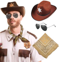 Sombrero Vaquero Sheriff +Bandana+Lentes