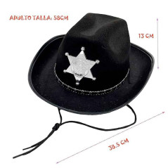 Sombrero Vaquera con detalle estrella Sheriff con Bandana mas Lentes