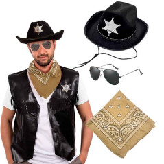 Sombrero Vaquero Sheriff +Bandana+Lentes