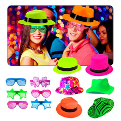 Gorros,sombreros Neon y lentes led (pack x 12uds)