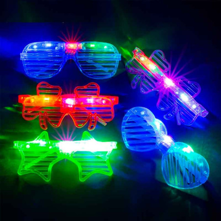 Sombreros Neon y Lentes led (pack x 12 uds)