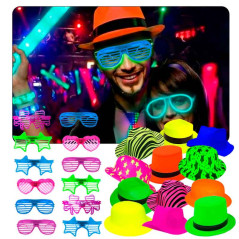 Gorros,sombreros Neon y lentes led (pack x 24 uds)