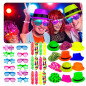 Sombreros Neon con Lentes led y collares (pack x 36 uds)