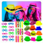 Sombreros Neon con Lentes led y collares (pack x 36 uds)