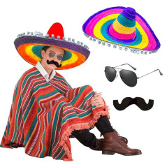 Sombrero Mexicano +Lentes+ Bigote.(3 unds)