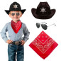 Sombrero Vaquero Sheriff +Bandana+Lentes NIÑOS