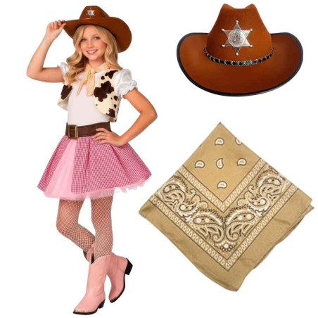 Sombrero Vaquero Sheriff +Bandana NIÑAS