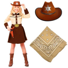Sombrero Vaquero con detalle estrella Sheriff con Bandana