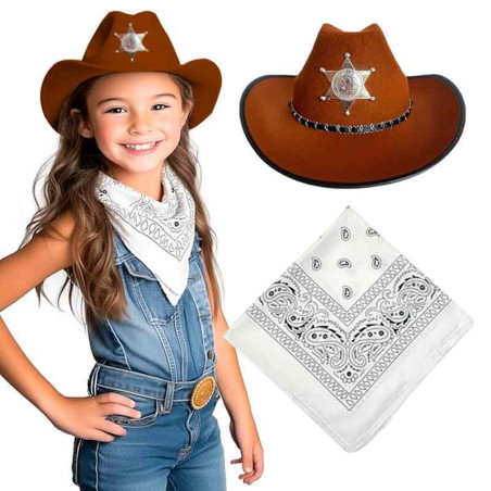 Sombrero Vaquero con detalle estrella Sheriff con Bandana