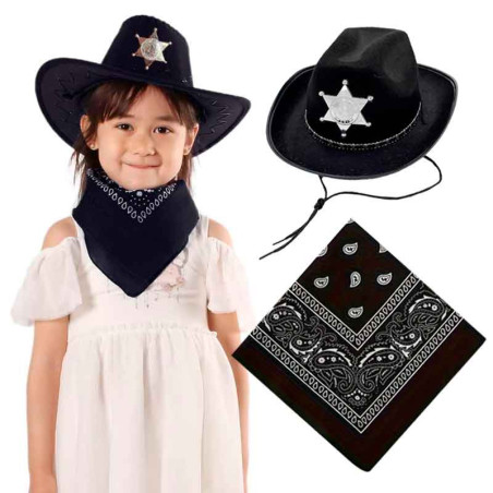 Sombrero Vaquero Sheriff +Bandana NIÑAS