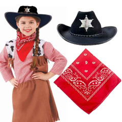 Sombrero Vaquera con detalle estrella Sheriff con Bandana