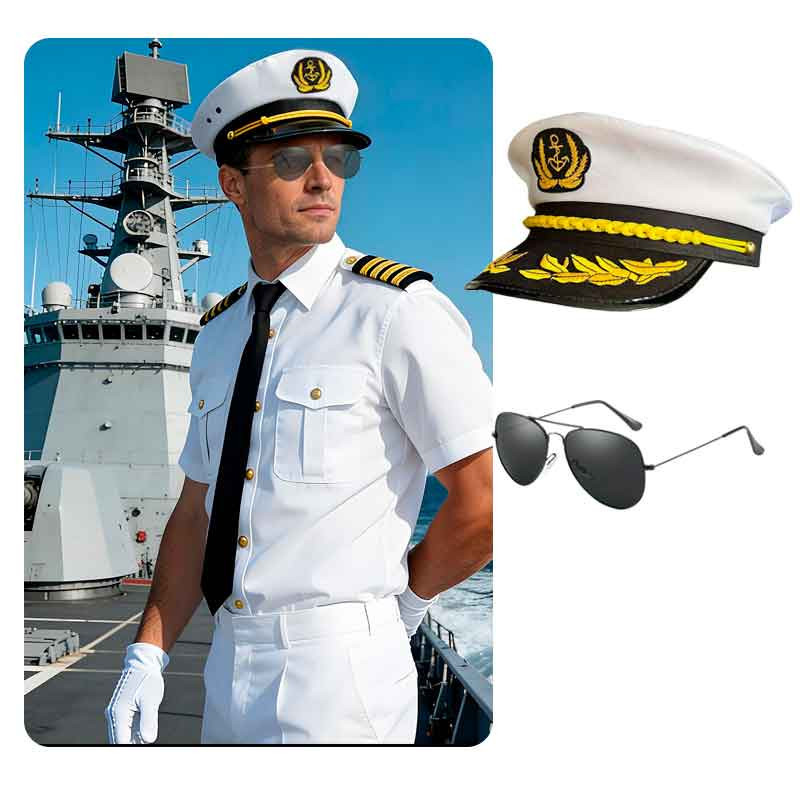 Sombrero marinero - Lentes  (Pack x2 uds)