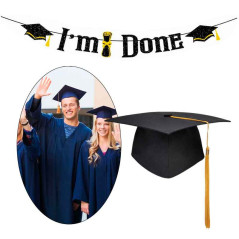 Juego de Gorro (Birrete) con banner graduación y Corona dorada