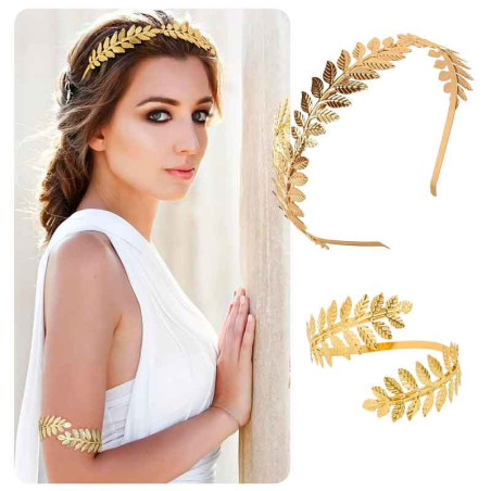 Juego de Accesorios Dios(a) Griego(a) Diadema 76 hojas y Brazalete(s)