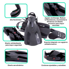 Equipo de buceo,mascara,snorkel y aletas para Adultos