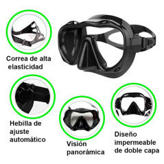 Equipo de buceo,mascara,snorkel y aletas para Adultos