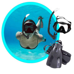 Equipo de buceo,mascara,snorkel y aletas para Adultos