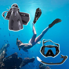 Equipo de buceo,mascara,snorkel y aletas para Adultos