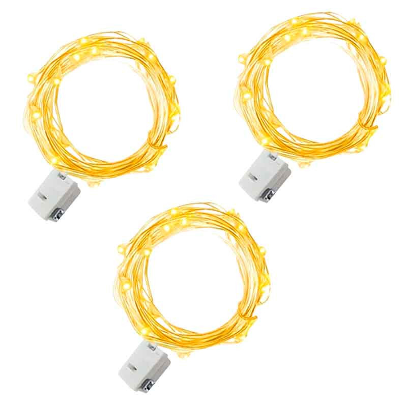 Luces Hada CON PILA pack de 3 unds de luces de 3mts c/u
