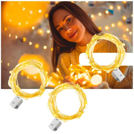 Luces Hada CON PILA pack de 3 unds de luces de 3mts c/u