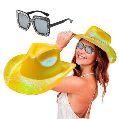 Accesorios Vaquera sombrero holografico+Lentes