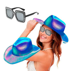 Accesorios Vaquera sombrero holografico+Lentes