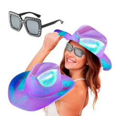 Accesorios Vaquera sombrero holografico+Lentes