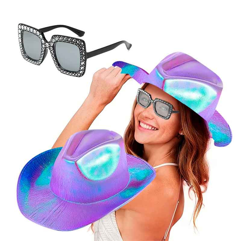 Accesorios Vaquera sombrero holografico+Lentes